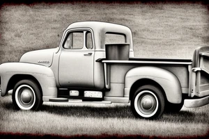 1953 fifth window GMC farm truck, red barn, wheat field tattoo idea