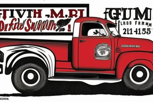 1953 fifth window GMC farm truck, red barn tattoo idea
