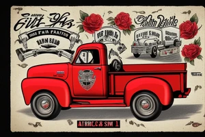 1953 fifth window GMC farm truck, red barn tattoo idea