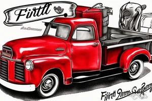 1953 fifth window GMC farm truck, red barn tattoo idea