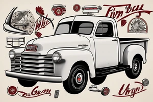 1953 fifth window GMC farm truck, red barn tattoo idea