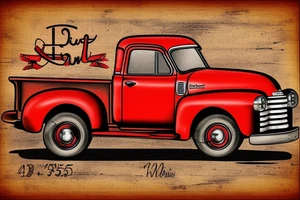 rustic 1953 fifth window GMC farm truck, red barn tattoo idea