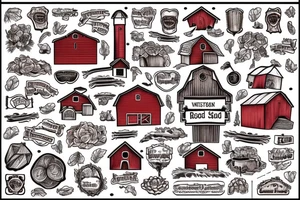 an old rustic red barn in a field tattoo idea
