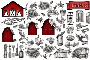an old rustic red barn in a field tattoo idea