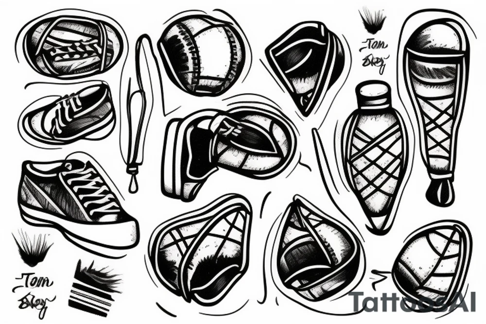 tennis ball wearing jeans tattoo idea