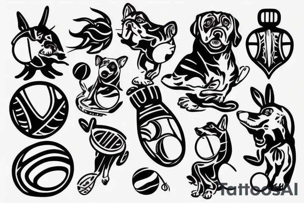 tennis ball dog tattoo idea