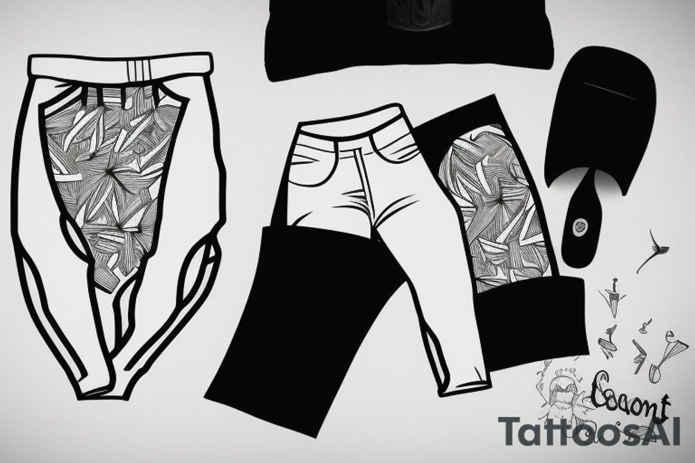 tennis ball wearing pants tattoo idea