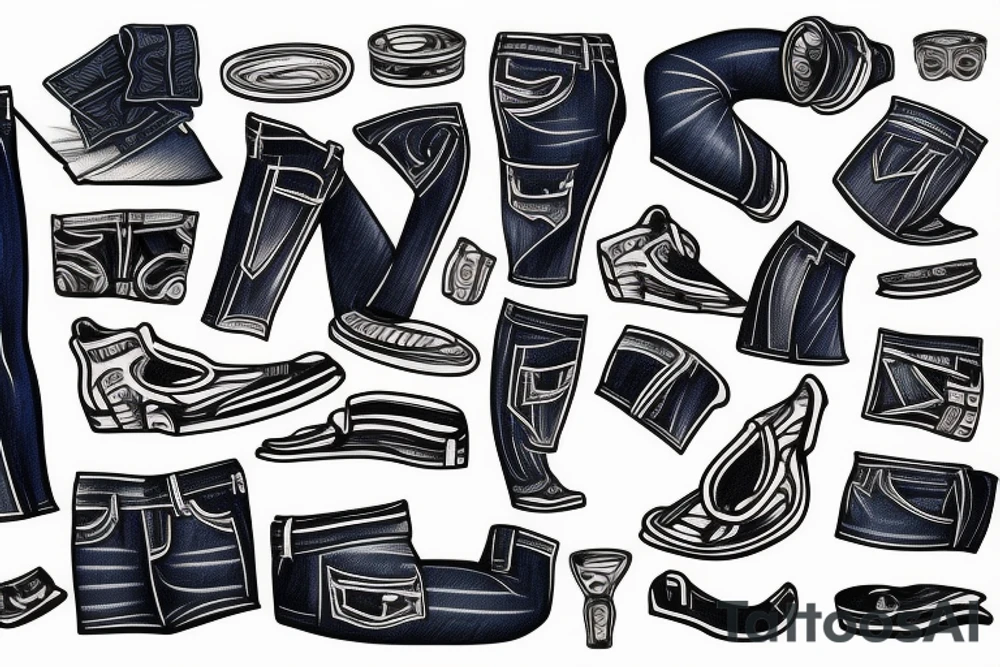 Denim pants tattoo idea