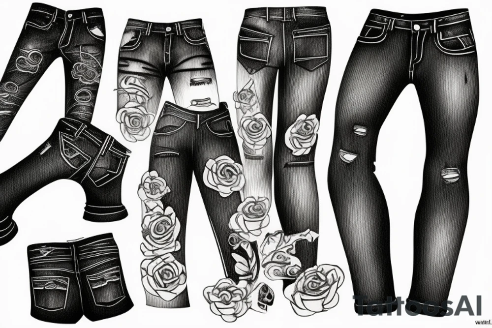 Denim pants tattoo idea
