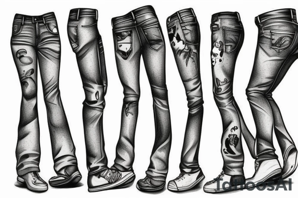 Denim pants on a dog tattoo idea