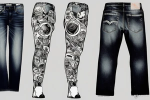 Denim pants on a tennis ball tattoo idea