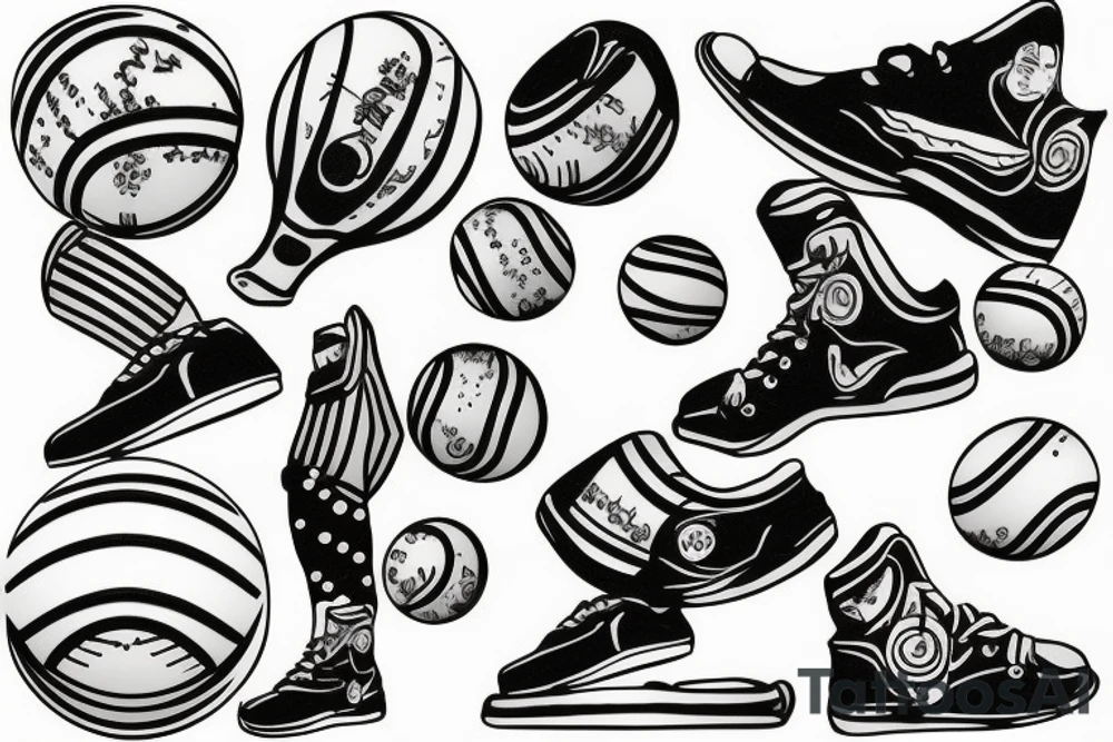 Denim pants on a tennis ball tattoo idea