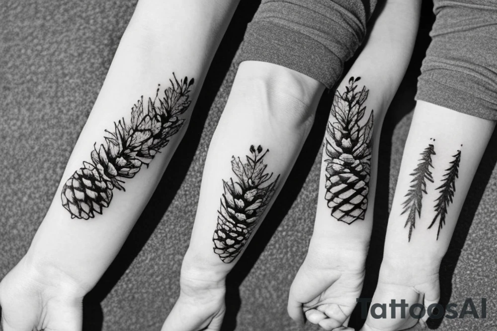 wood grain sleeve with pinecone and the name 'elliott' tattoo idea wood grain sleeve with pinecone and the name 'elliott' tattoo idea