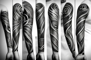 wood grain sleeve tattoo idea