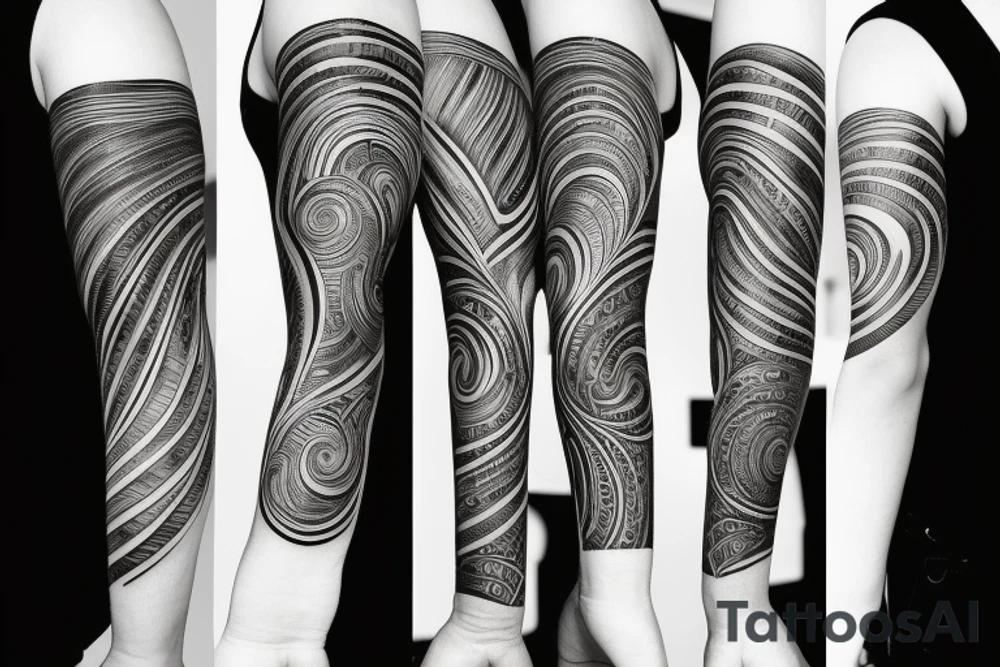 wood grain sleeve tattoo idea