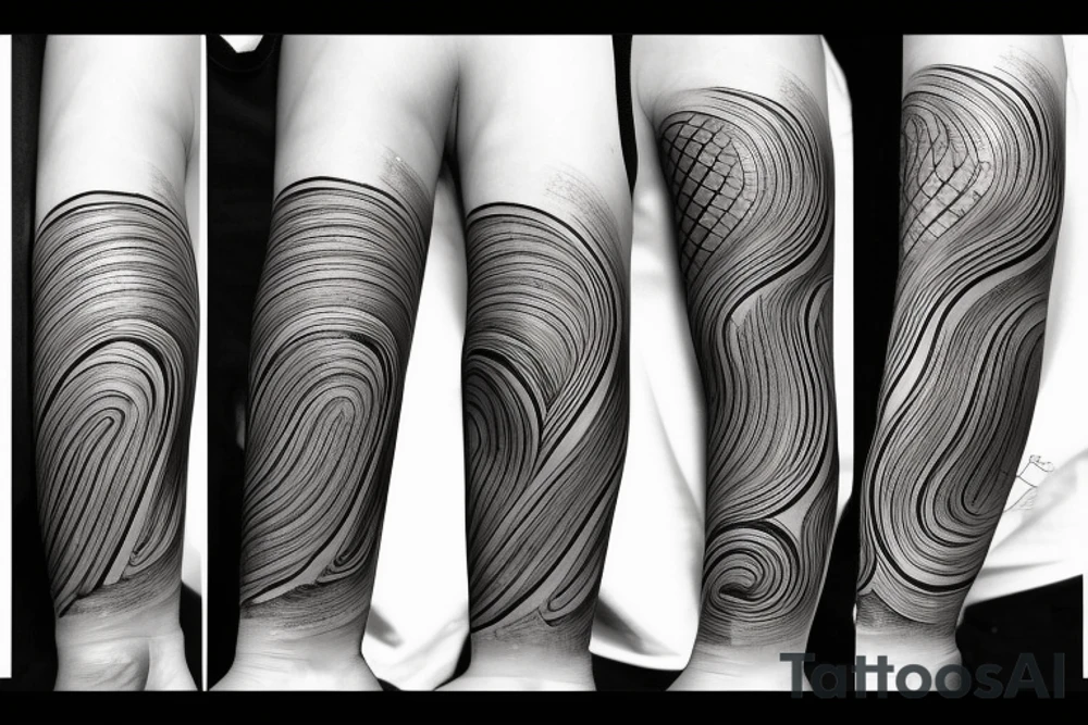 wood grain sleeve tattoo idea