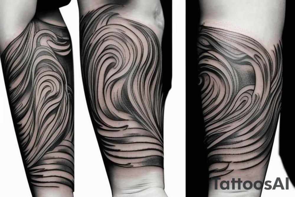wood grain sleeve tattoo idea