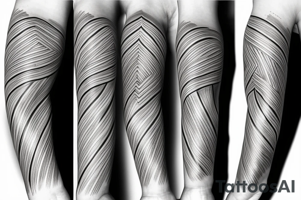 wood grain sleeve tattoo idea