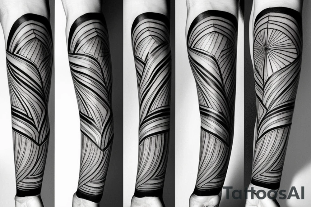 wood grain sleeve tattoo idea