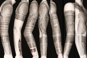 walnut wood grain sleeve tattoo idea