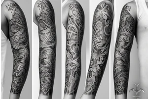 walnut wood grain sleeve tattoo idea