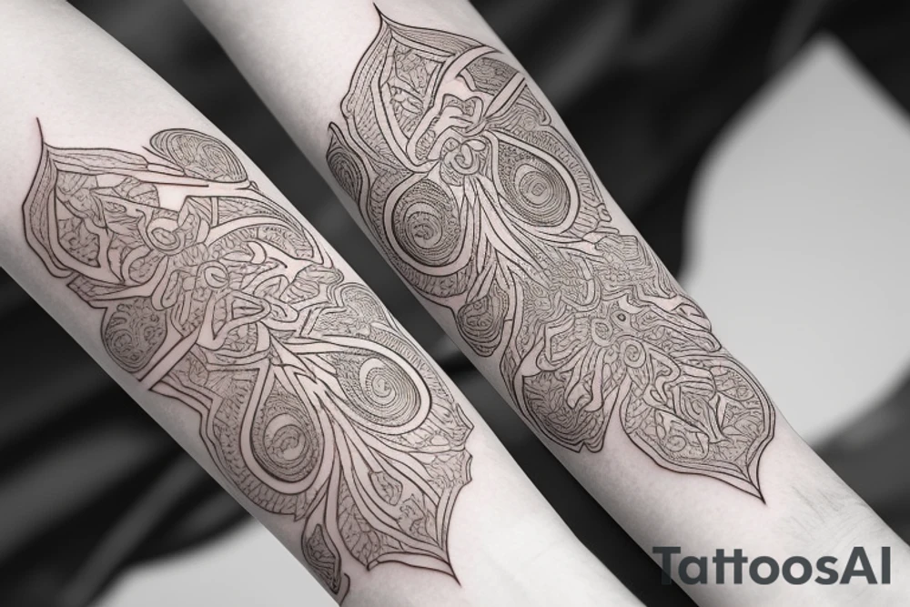 walnut wood grain sleeve tattoo idea
