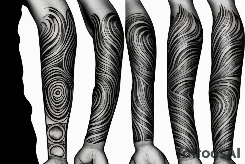 walnut wood grain sleeve tattoo idea
