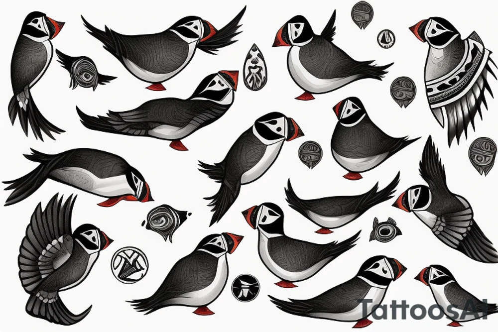 Puffin bird mola tattoo idea
