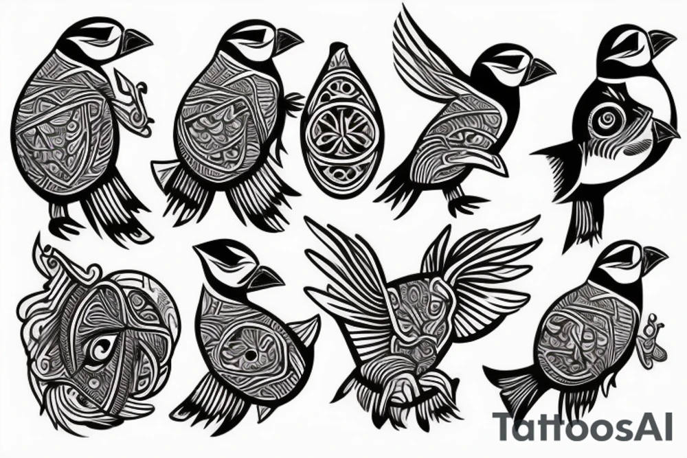 Puffin bird mola tattoo idea