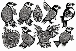 Puffin bird mola tattoo idea