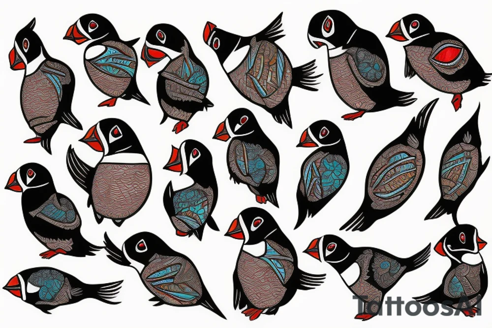 Puffin bird mola tattoo idea