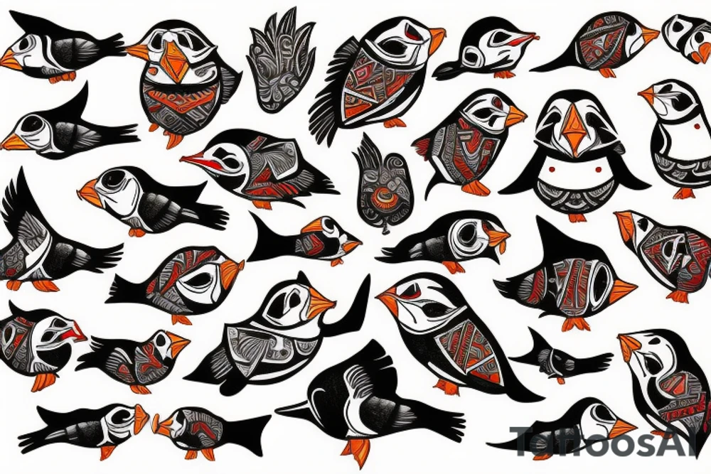 Puffin bird mola tattoo idea