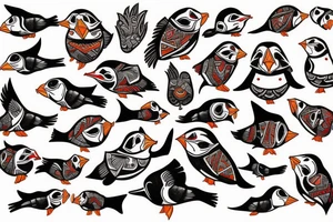 Puffin bird mola tattoo idea