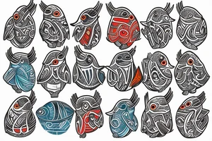 Puffin bird mola tattoo idea