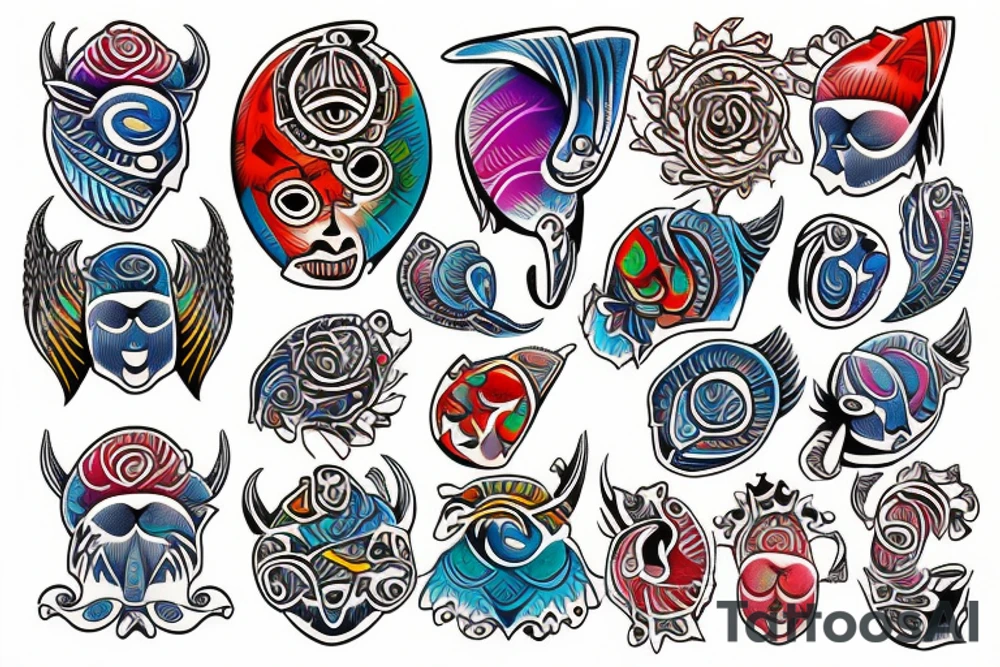 Colorful Mola tattoo idea