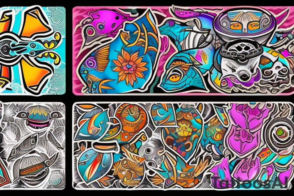 Colorful Mola tattoo idea