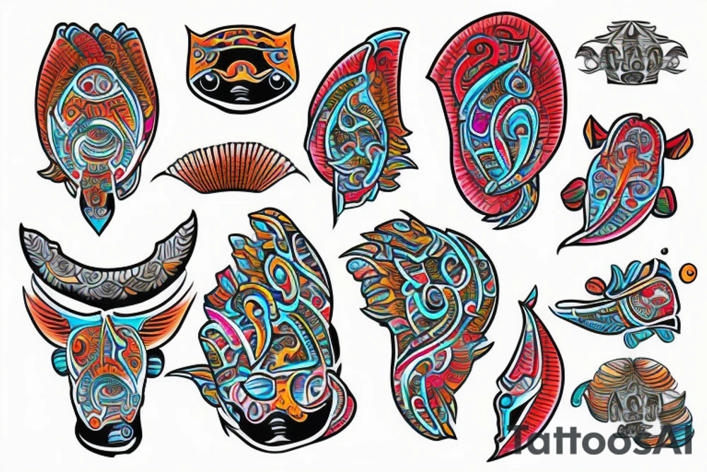 Colorful Mola tattoo idea