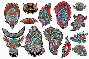 Colorful Mola tattoo idea