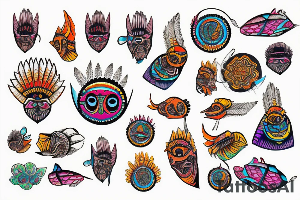 Kuna Indian colorful mola tattoo idea