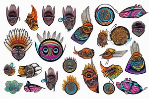 Kuna Indian colorful mola tattoo idea