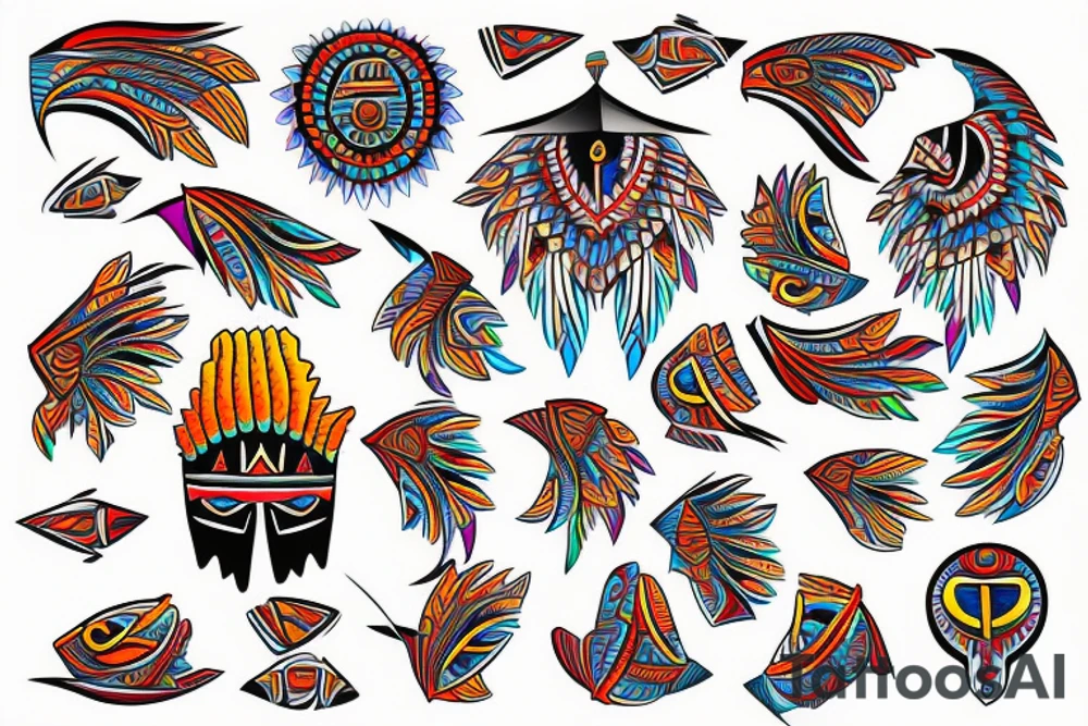 Kuna Indian colorful mola tattoo idea
