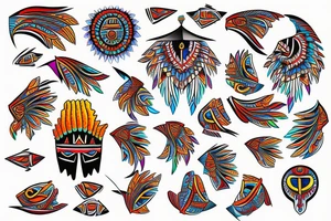 Kuna Indian colorful mola tattoo idea