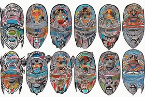 Colorful mola puffin bird tattoo idea