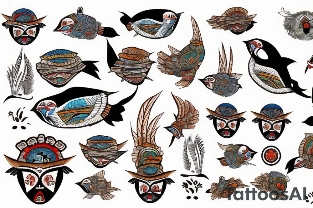 mola puffin tattoo idea