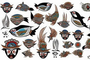 mola puffin tattoo idea