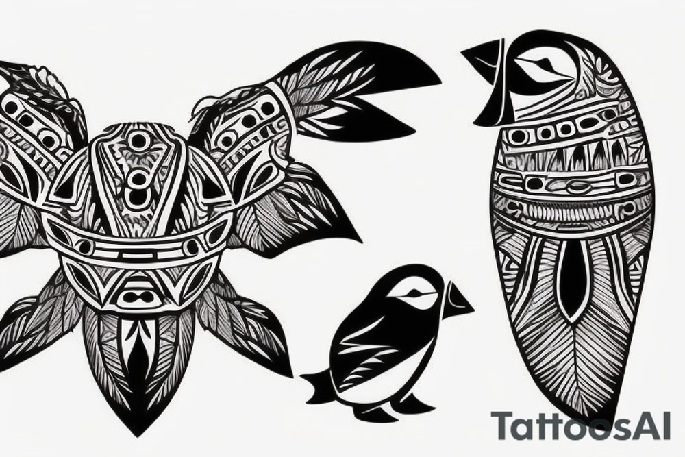 mola puffin tattoo idea