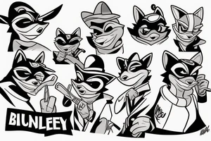 Sly cooper, Bentley, and Murray hanging out on a heist together tattoo idea