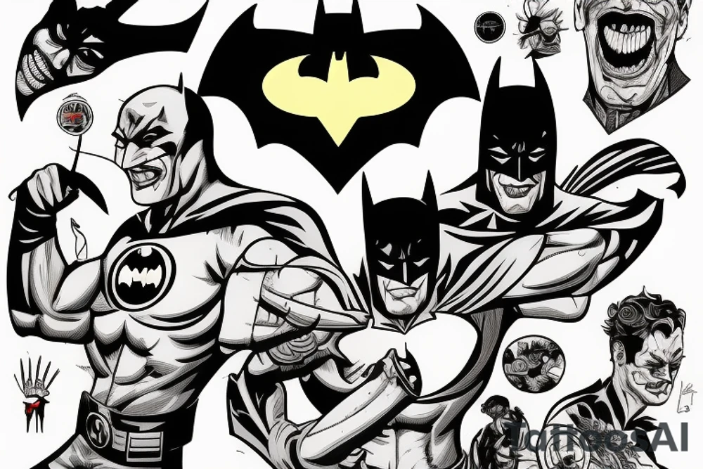 Batman fighting the joker with blood and sweat and anger tattoo idea