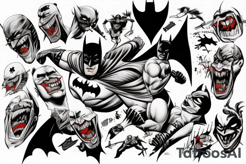 Batman fighting the joker with blood and sweat and anger tattoo idea