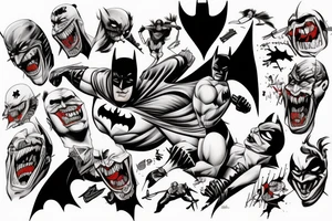 Batman fighting the joker with blood and sweat and anger tattoo idea